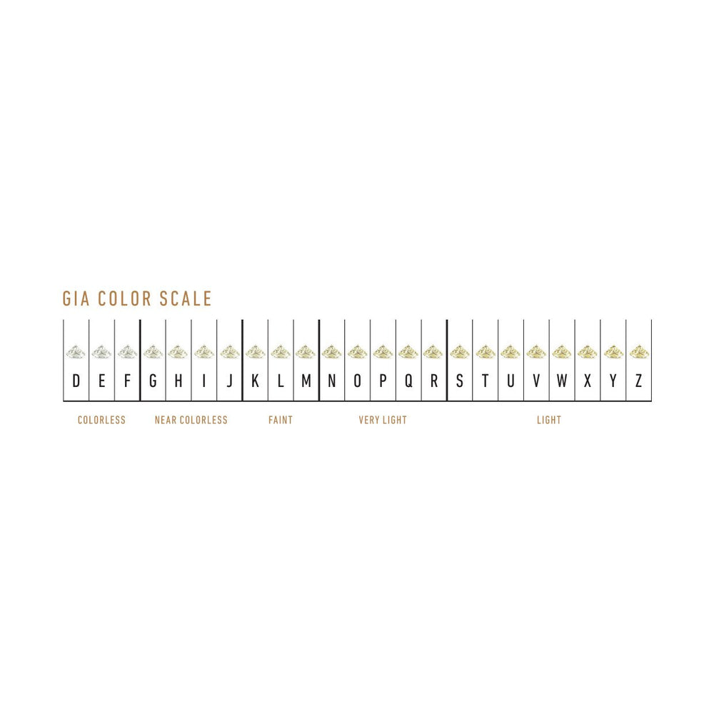 GIA Color Scale, showing diamonds ranging from D (colorless) to Z (light)