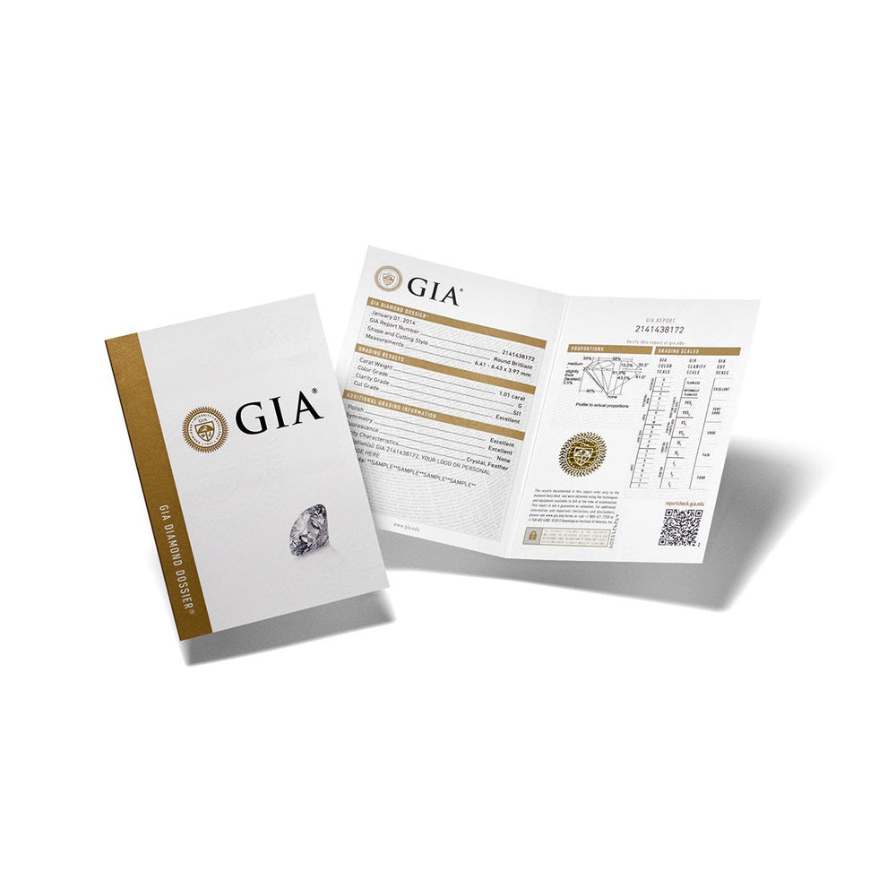 GIA Diamond Dossier report cover next to opened brochure