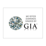Graphic with text "We Offer Diamonds Graded By GIA", diamond, GIA logo, and white background