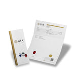 GIA Gemological report cover, next to full page ruby report