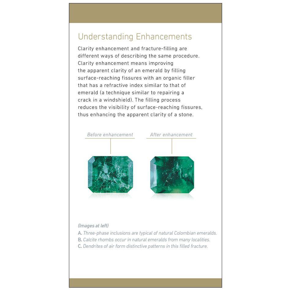 Emerald brochure panel, featuring heading "Understanding Enhancements" and before/after photos of enhancement